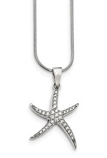 Sterling Silver CZ Starfish Necklace 18"