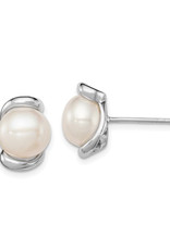 Sterling Silver Pearl Stud Earrings 8-9mm