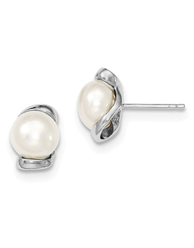 Sterling Silver Pearl Stud Earrings 8-9mm
