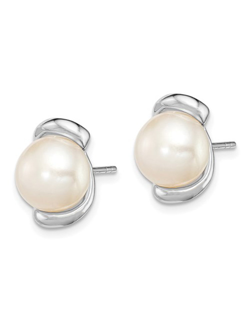 Sterling Silver Pearl Stud Earrings 8-9mm