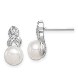 Pearl & CZ Post Earrings
