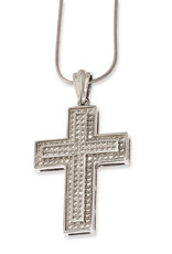 Sterling Silver Pave CZ Cross Necklace 18"