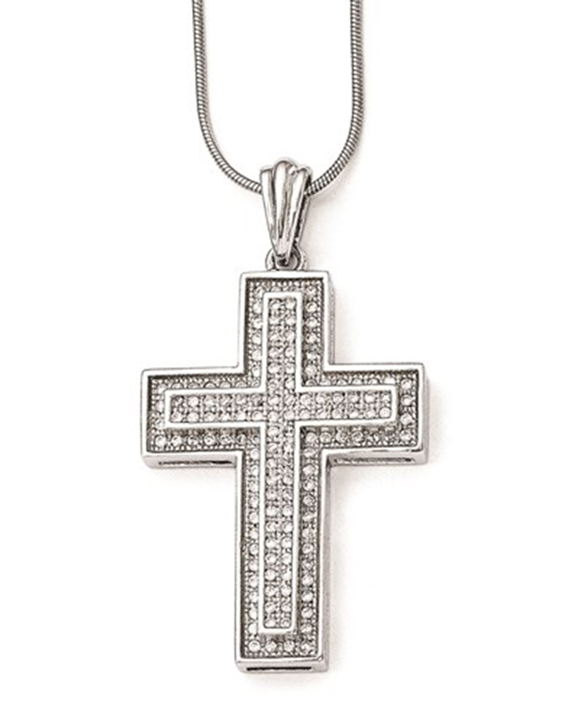 Cross Pave CZ Necklace 18"