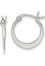 Sterling Silver Flat Round Hoop Earrings 15mm