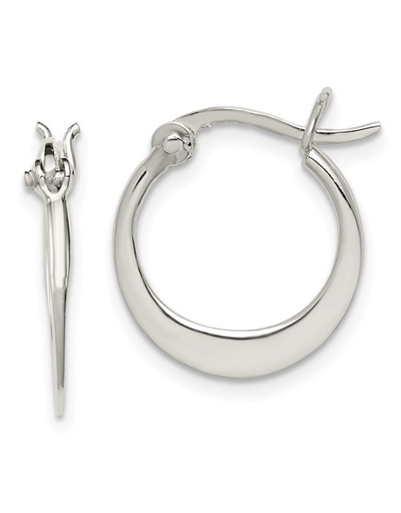 Sterling Silver Flat Round Hoop Earrings 15mm