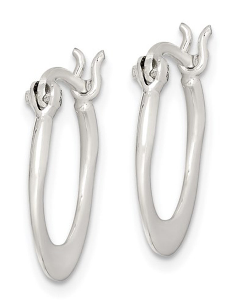 Sterling Silver Flat Round Hoop Earrings 15mm