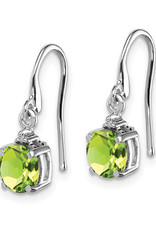 Sterling Silver Round Peridot and Diamond Earrings 6mm