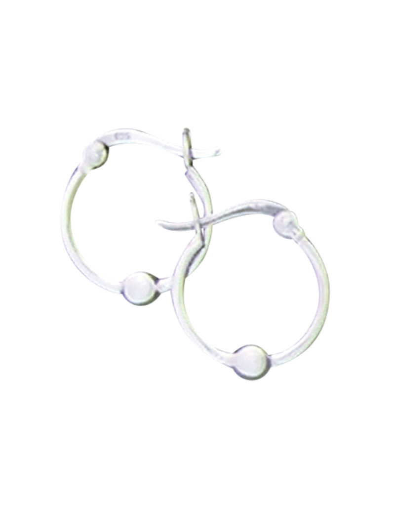 Sterling Silver Bead Hoop Earrings 15mm