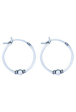 Sterling Silver Bali Bead Hoop Earrings 20mm