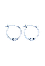 Sterling Silver Bali Bead Hoop Earrings 16mm