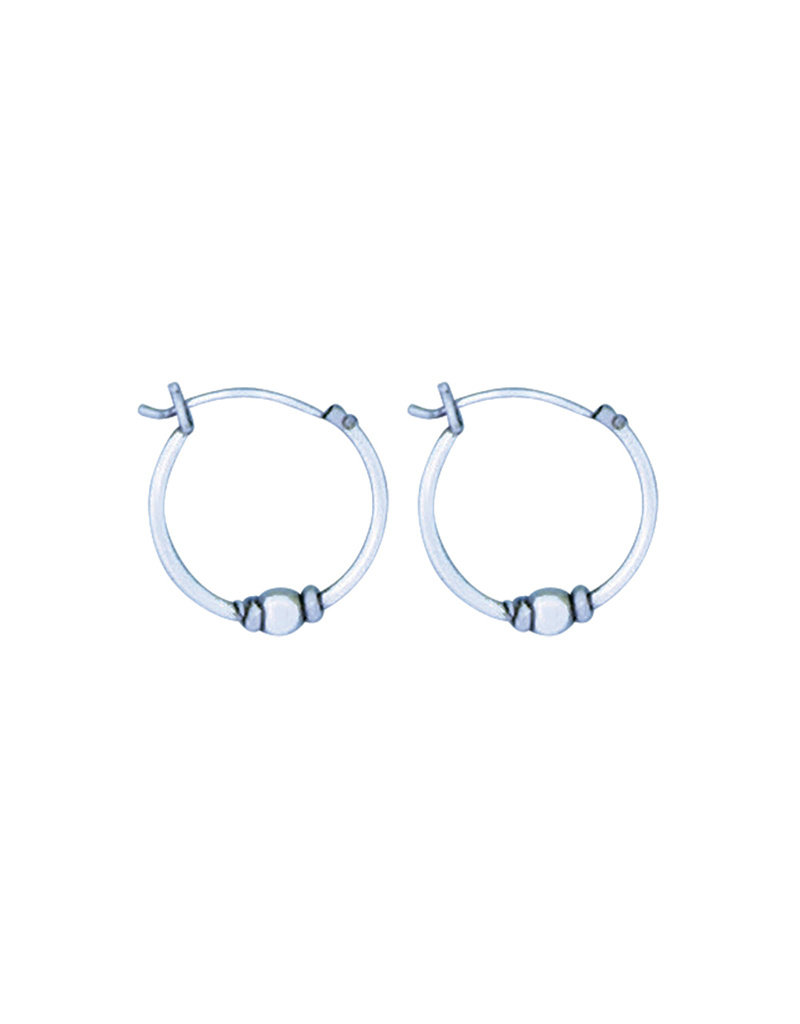 Sterling Silver Bali Bead Hoop Earrings 16mm