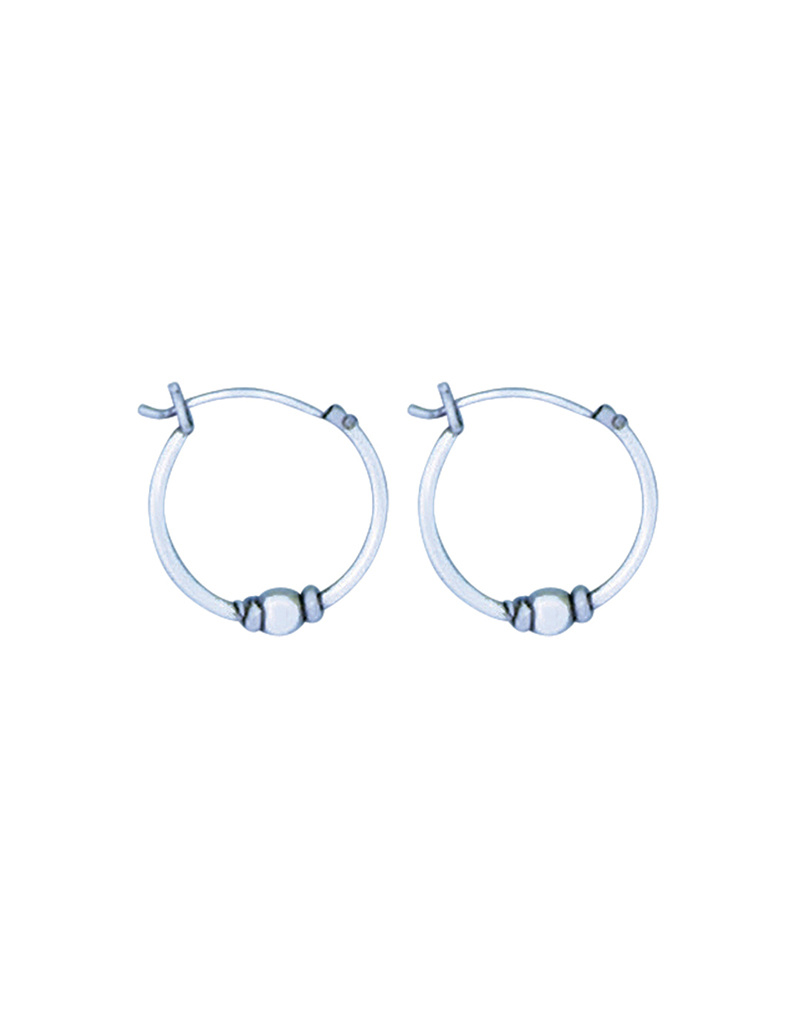Sterling Silver Bali Bead Hoop Earrings 16mm Simply Sterling