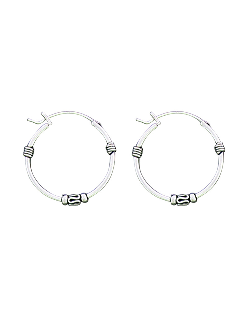 Bali Hoop with Bead Earrings 20mm