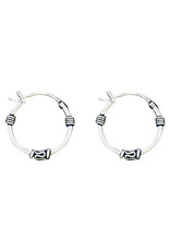 Sterling Silver Bali Hoop with Bead Earrings 16mm