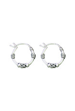 Sterling Silver Bali Hoop with Bead Earrings 12mm