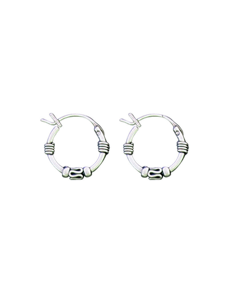Sterling Silver Bali Hoop with Bead Earrings 12mm