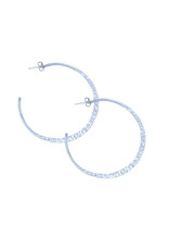 Sterling Silver Hammered 3/4 Hoop Post Earrings 25mm