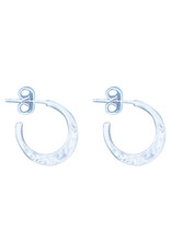 Sterling Silver Hammered 3/4 Hoop Post Earrings 17mm