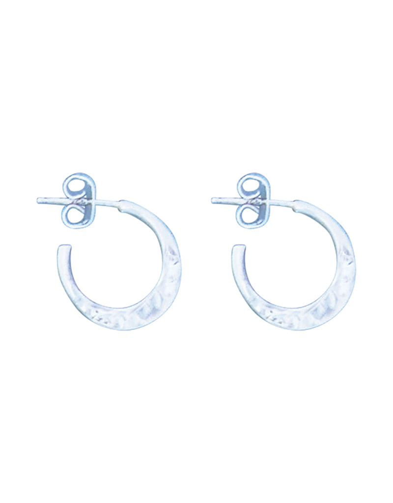 Hammered 3/4 Hoop Post Earrings 17mm