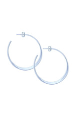 Sterling Silver Flattened 3/4 Hoop Post Earrings 25mm