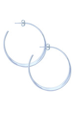 Sterling Silver Flattened 3/4 Hoop Post Earrings 38mm