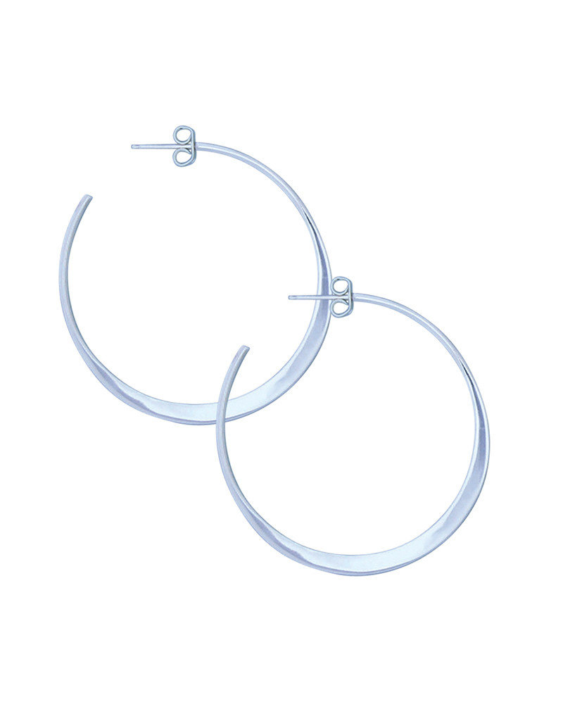 Sterling Silver Flattened 3/4 Hoop Post Earrings 38mm