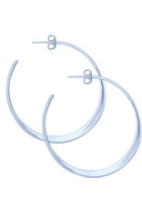 Sterling Silver Flattened 3/4 Hoop Post Earrings 45mm