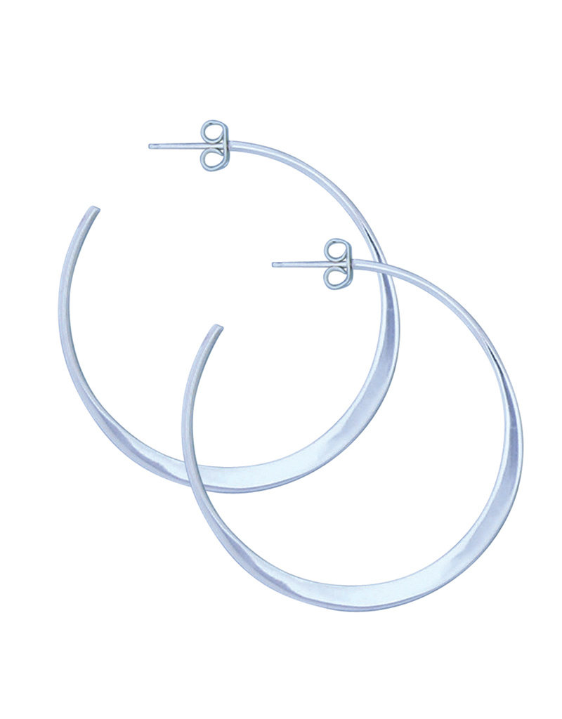 Sterling Silver Flattened 3/4 Hoop Post Earrings 45mm