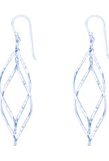 Sterling Silver Double Hammered Twist Earrings 51mm