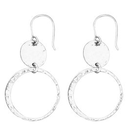 Hammered Disk and Circle Earrings