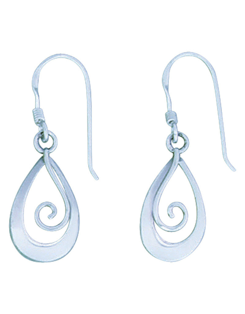 Sterling Silver Spiral in Teardrop Earrings 16mm