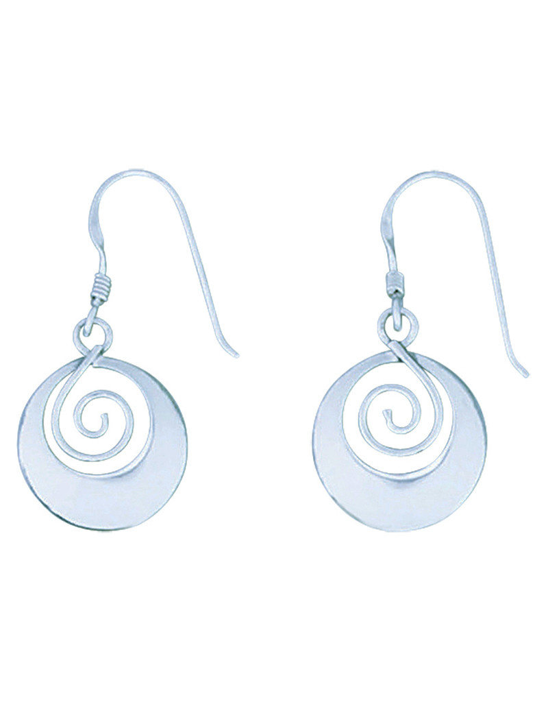 Sterling Silver Spiral in Circle Earrings 15mm