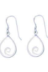 Sterling Silver Teardrop with Swirl Earrings 16mm