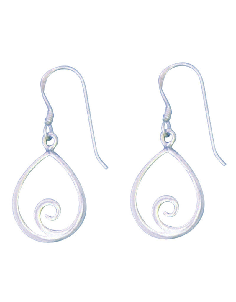 Sterling Silver Teardrop with Swirl Earrings 16mm