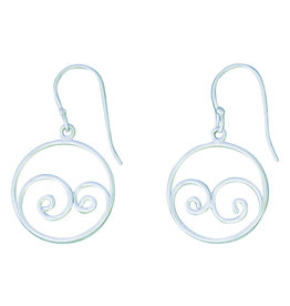 Double Wave in Circle Earrings 20mm