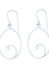 Sterling Silver Oval with Swirl Earrings 25mm