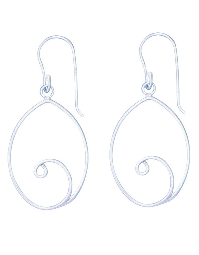 Sterling Silver Oval with Swirl Earrings 25mm