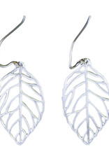 Sterling Silver Leaf Earrings 25 mm