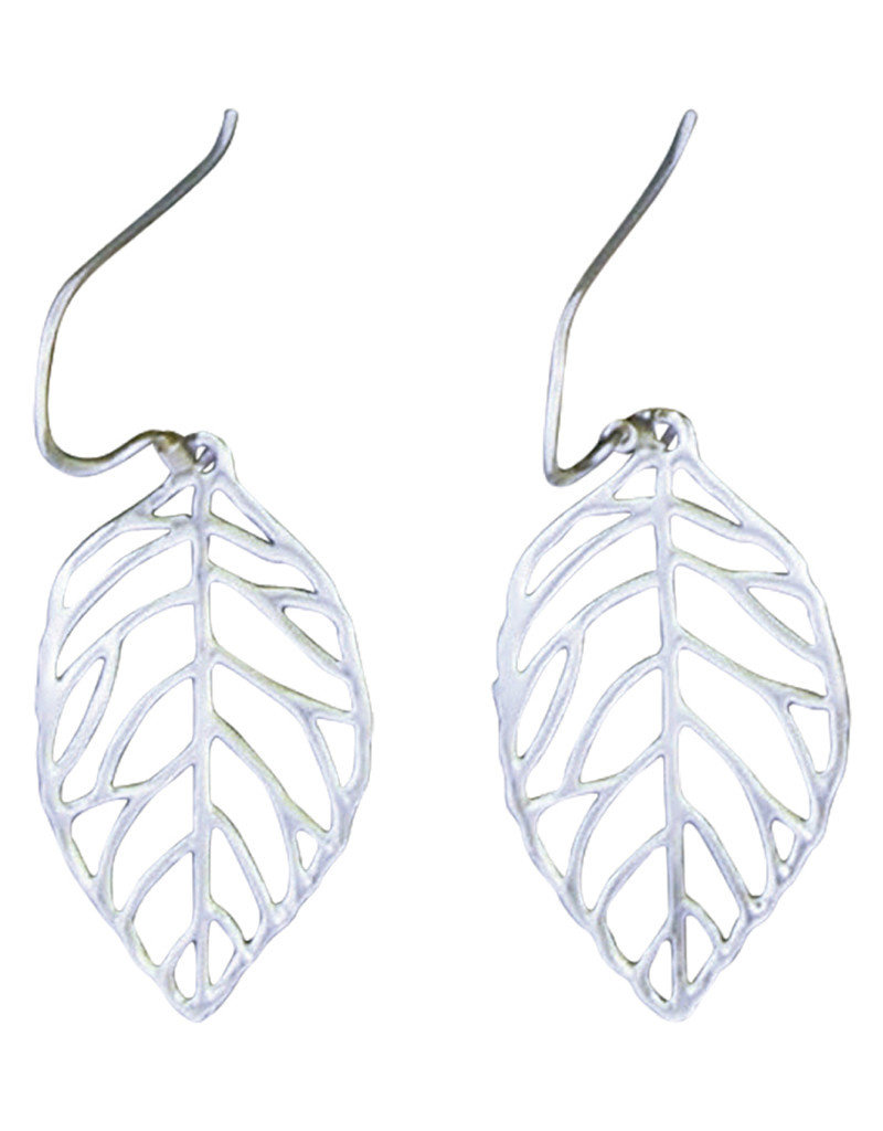Sterling Silver Leaf Earrings 25 mm