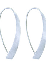Sterling Silver Flat Hammered Wire Ear Threader Earrings 33mm