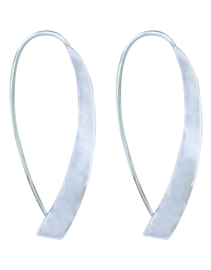 Sterling Silver Flat Hammered Wire Ear Threader Earrings 33mm