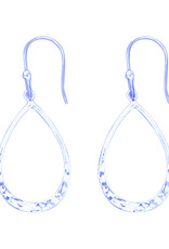 Sterling Silver Hammered Teardrop Earrings 27mm