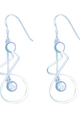 Sterling Silver Twist with Bead Dangle Earrings