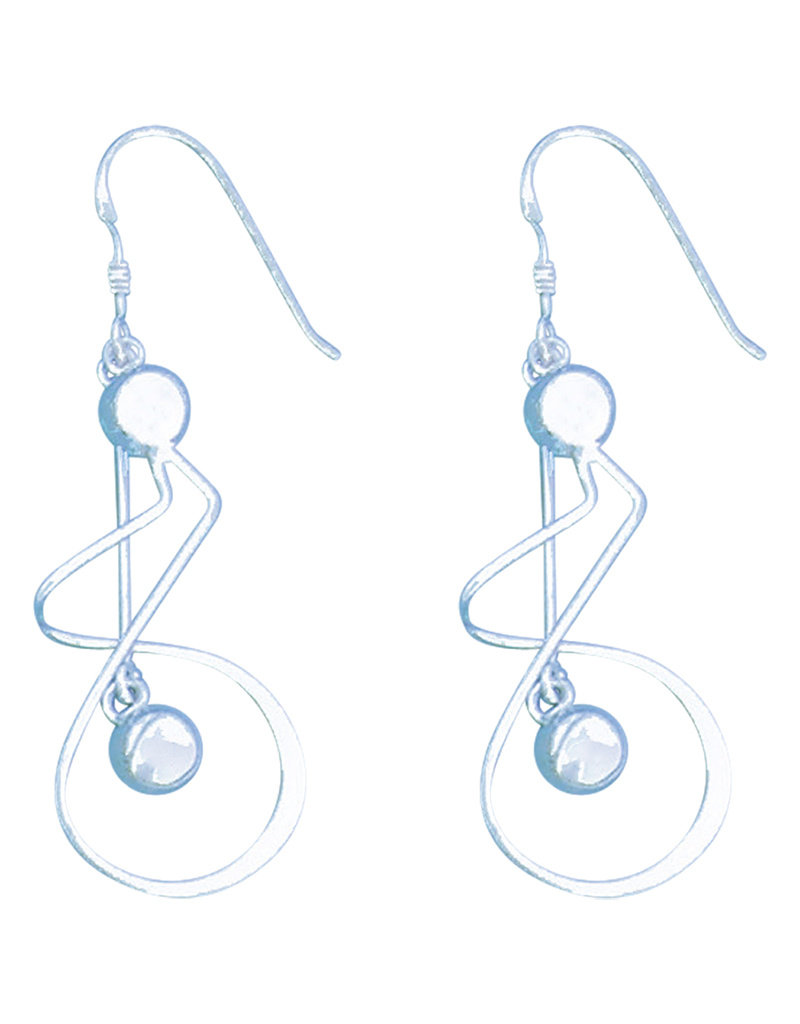 Sterling Silver Twist with Bead Dangle Earrings