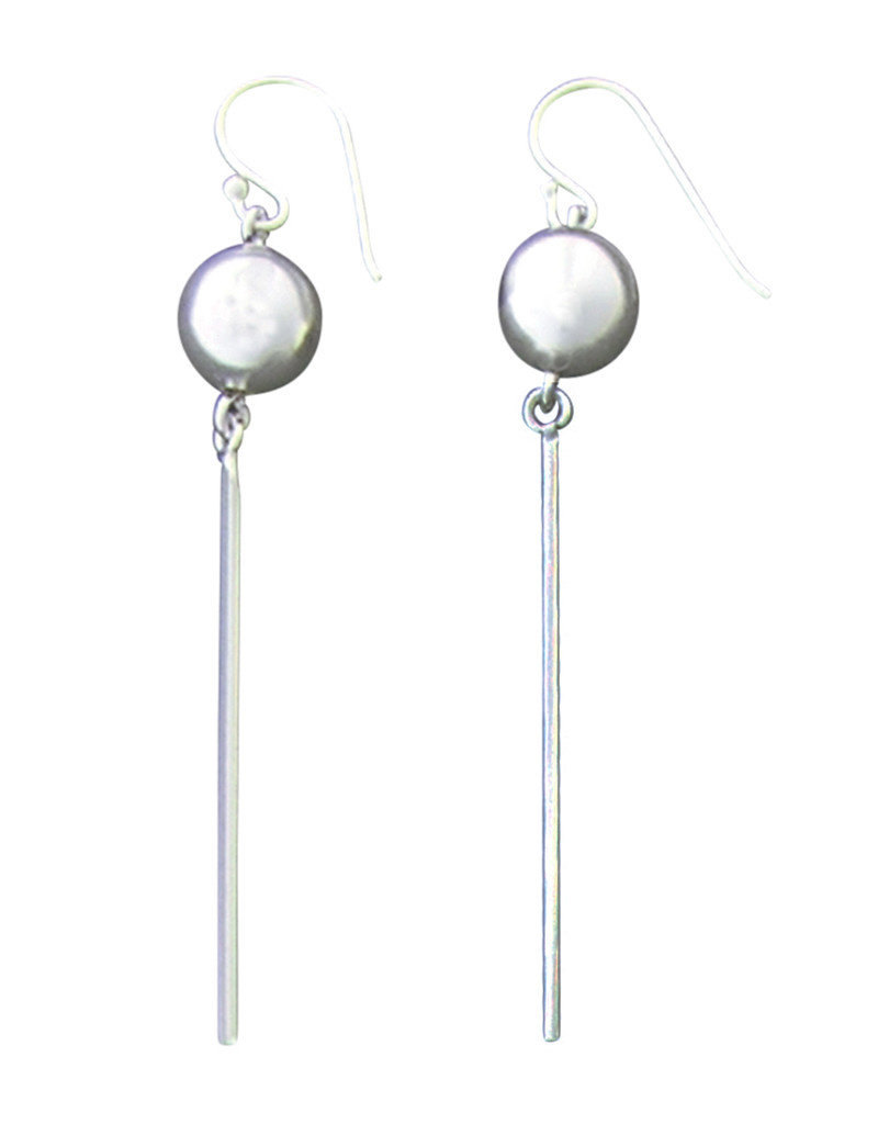 Sterling Silver Bead and Bar Dangle Earrings