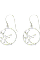 Sterling Silver Branch in Circle Earrings 19mm