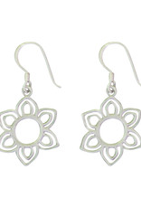 Sterling Silver Open Flower Design Earrings 19mm