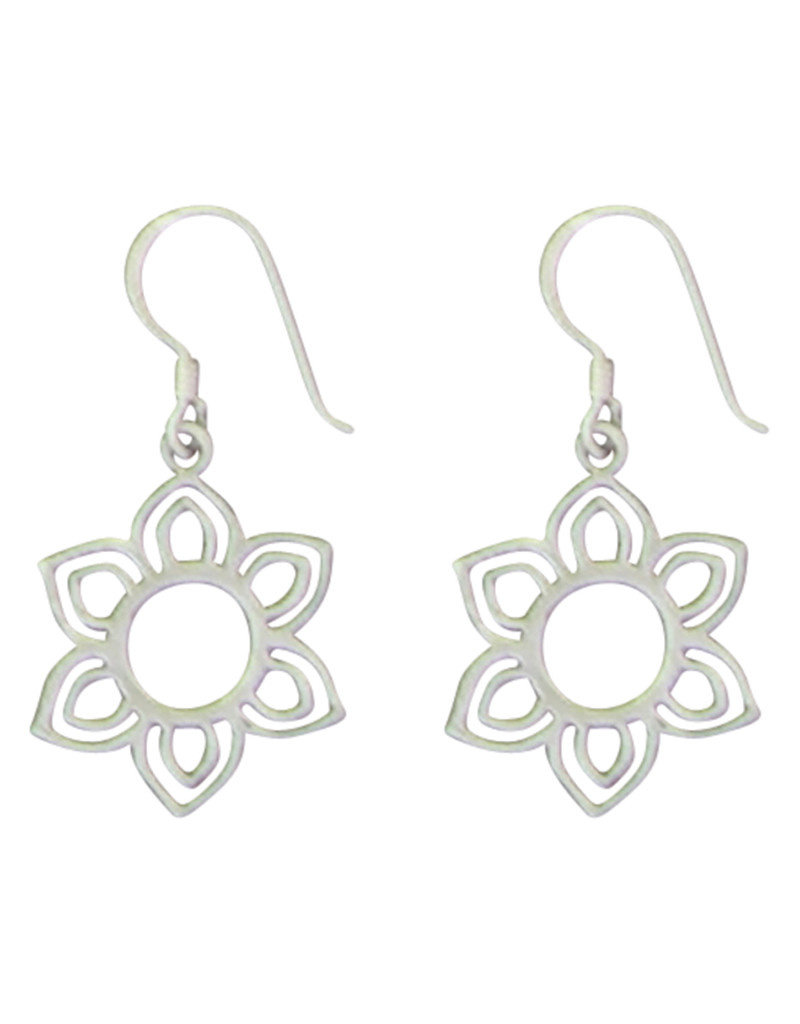 Sterling Silver Open Flower Design Earrings 19mm