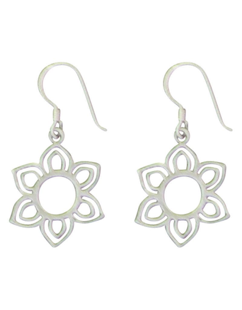 Sterling Silver Open Flower Design Earrings 19mm