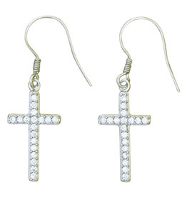 CZ Cross Earrings 17mm